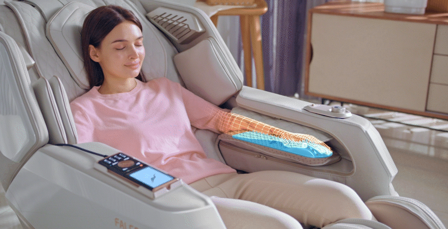 Hand Acupressure Pads Patented magnetic acupressure pads in each arm work in harmony with the airbag massage for a unique hand massage that feels amazing – exclusive to Bodyfriend. Falcon massage chairs offer deep tissue therapy, ergonomic design, and heat therapy for full-body relaxation and muscle recovery. Perfect for home use, these therapeutic chairs deliver unparalleled stress relief and comfort.